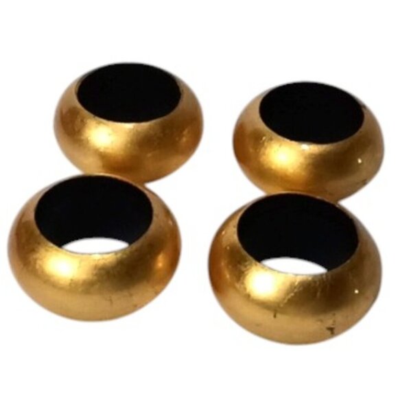 Vintage Gold Acrylic Lacquered Napkin Rings Set of 4 Size 2.5"‎ - Picture 2 of 4